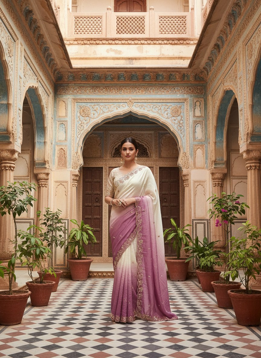 Premium gold crush Saree With Original beeds work with butti design "KTD 3010"