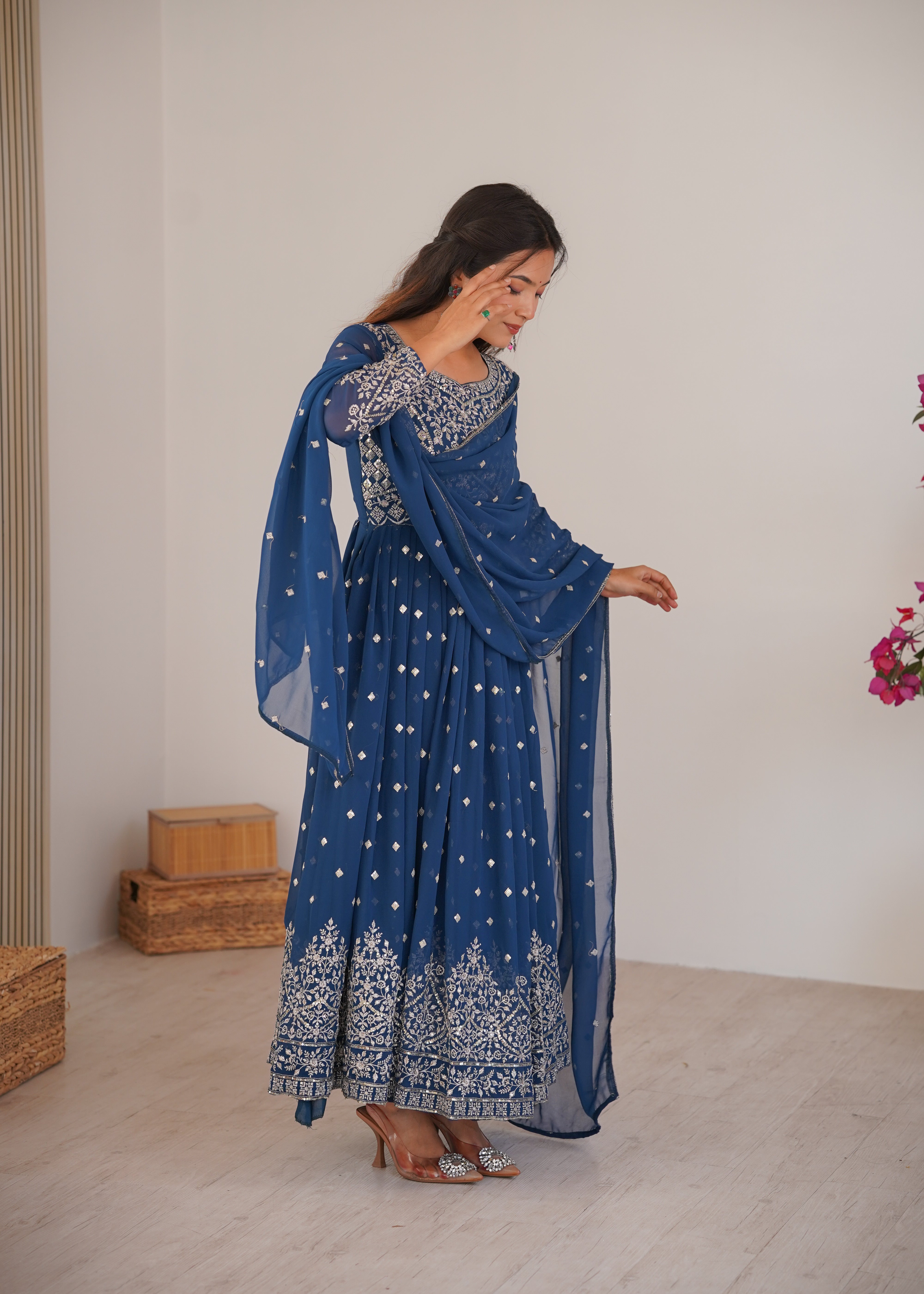 Designer Heavy Faux Georgette Anarkali Suit for Women SurMira Fashion