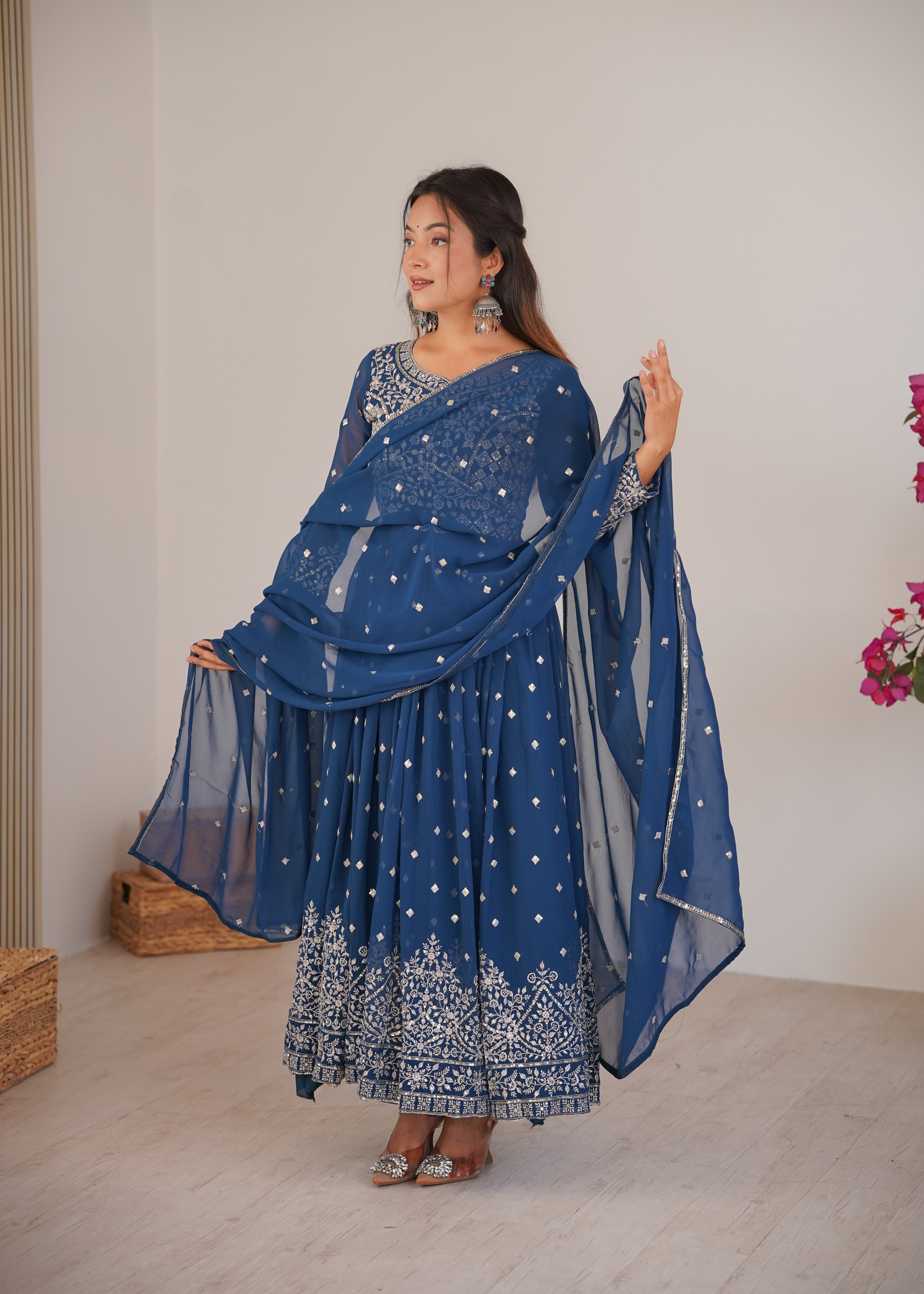 Designer Heavy Faux Georgette Anarkali Suit for Women SurMira Fashion