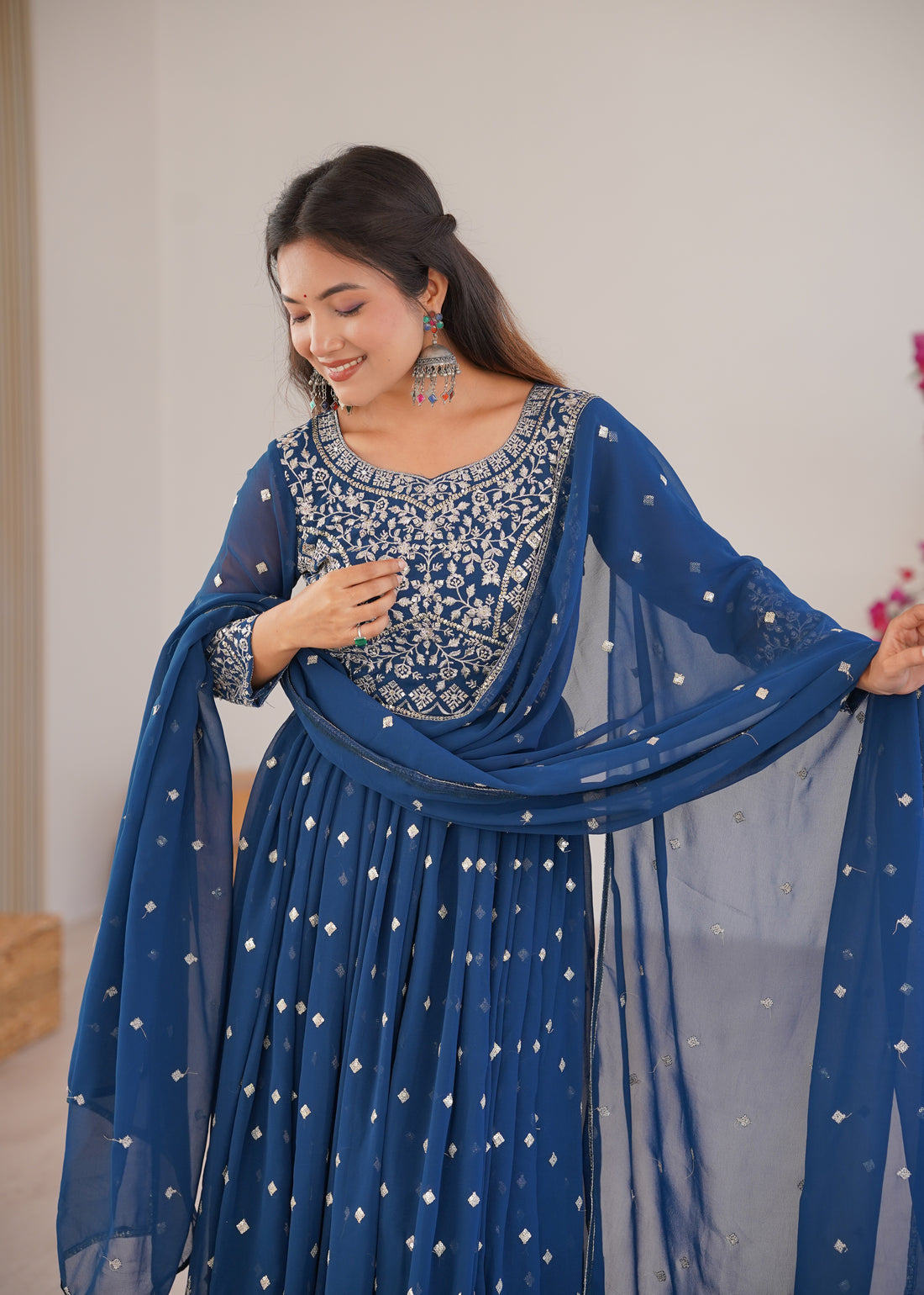 Designer Heavy Faux Georgette Anarkali Suit for Women SurMira Fashion