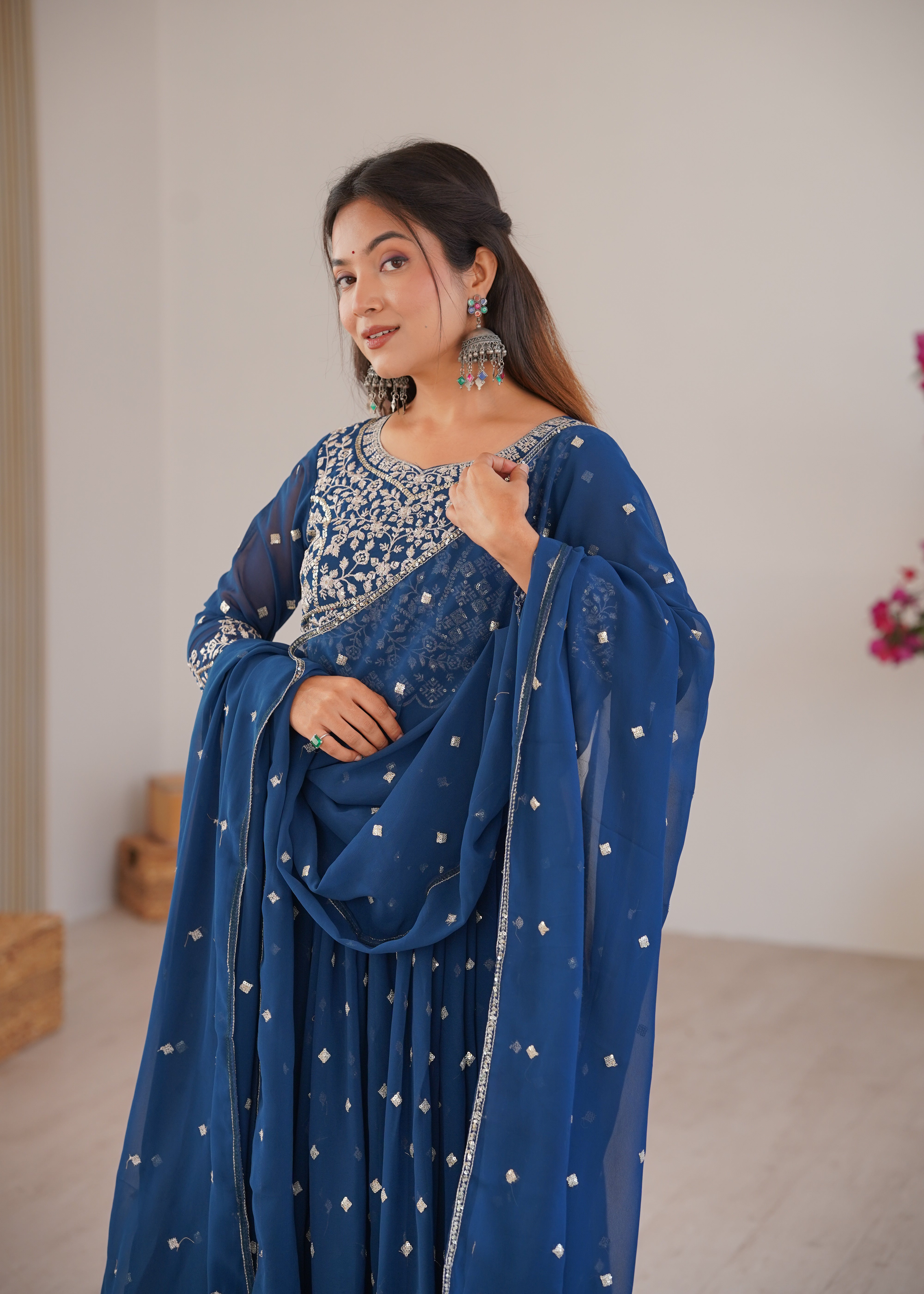 Designer Heavy Faux Georgette Anarkali Suit for Women SurMira Fashion