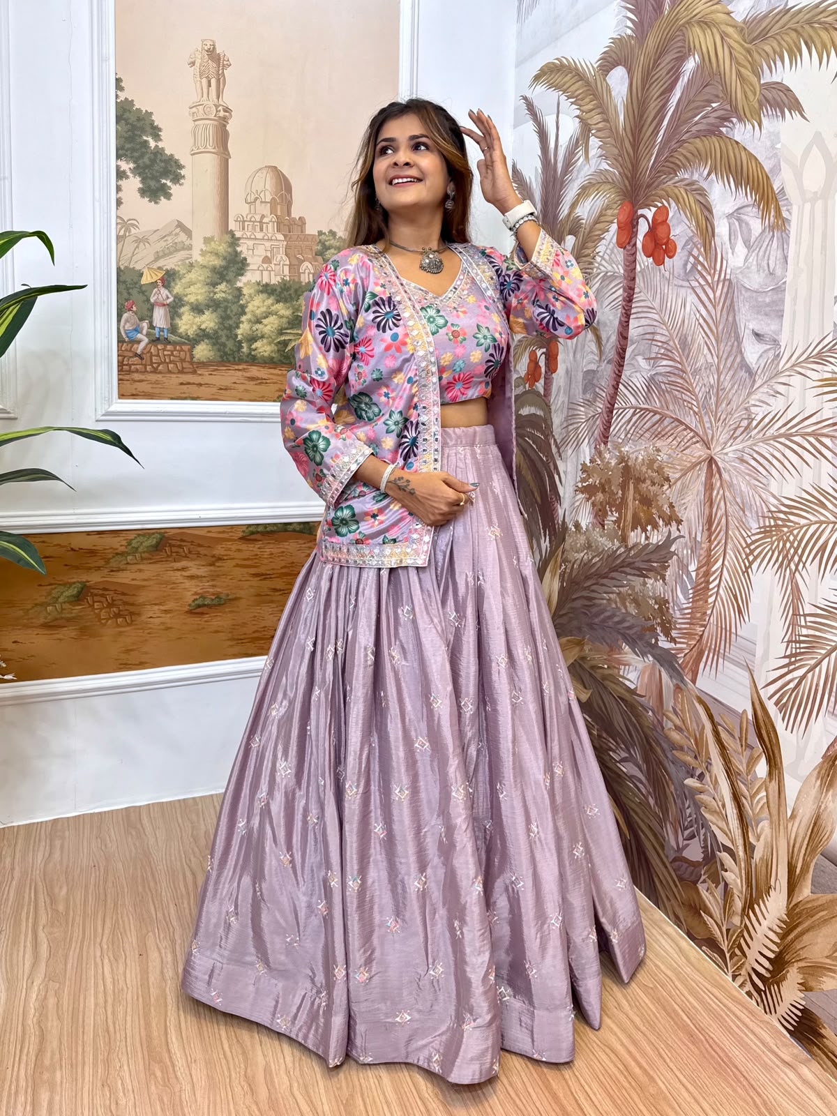 Latest Designer Chinon Lehenga Collection for Women
