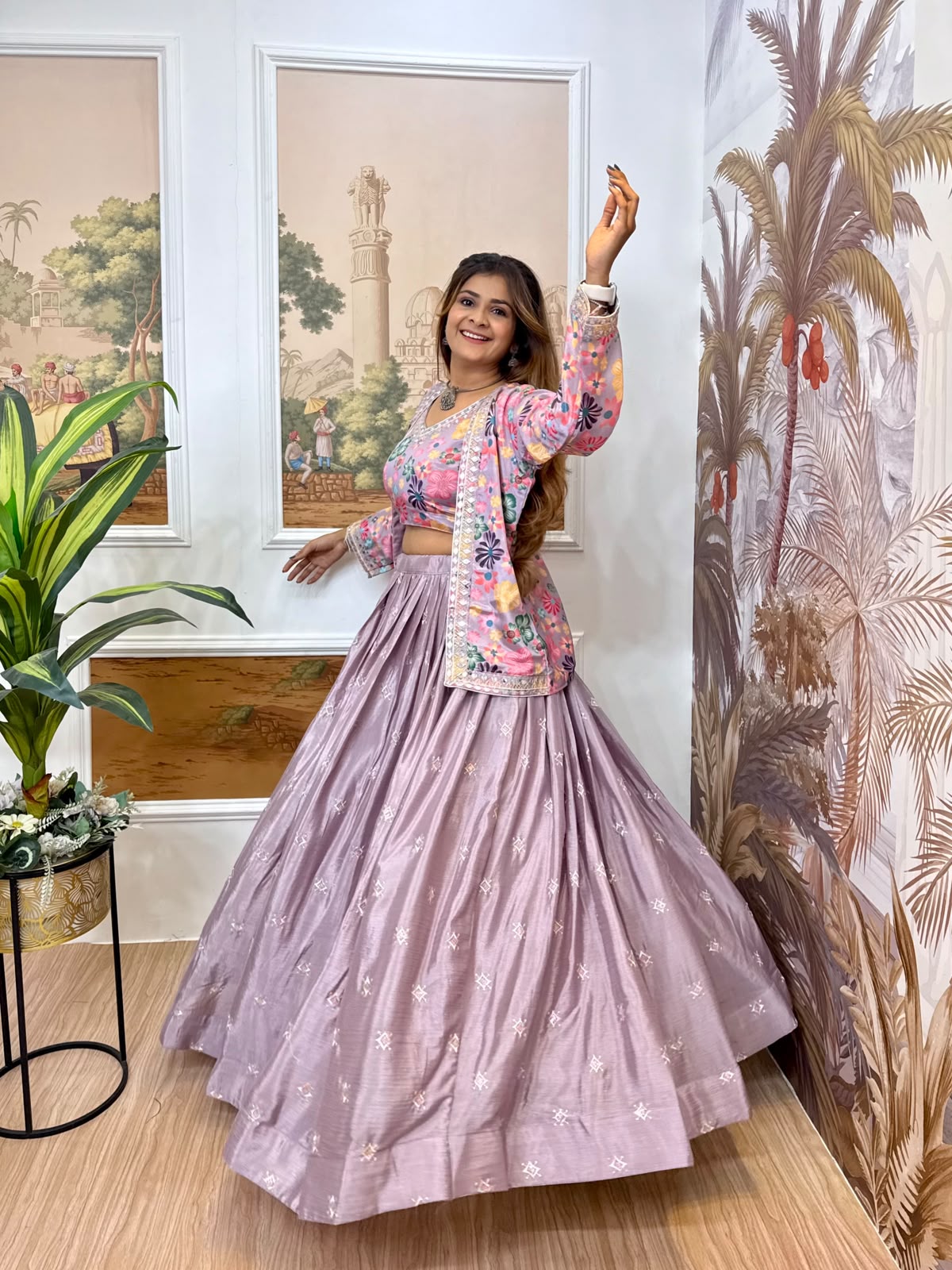 Latest Designer Chinon Lehenga Collection for Women