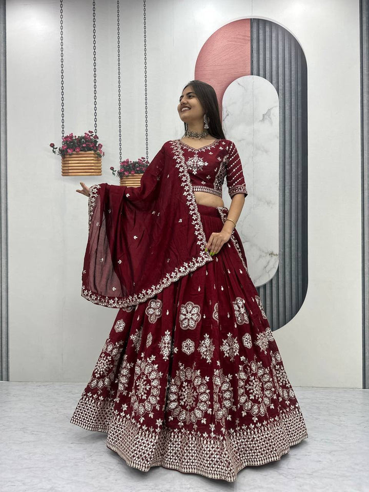 Designer Pure Vichitra Silk Lehenga Choli for Women