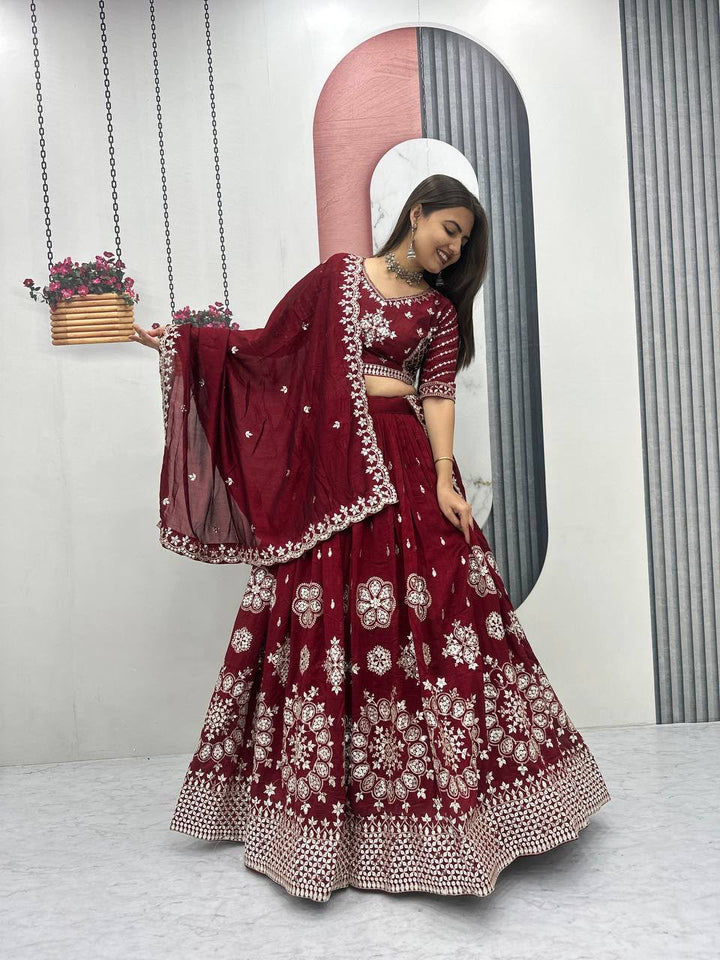 Designer Pure Vichitra Silk Lehenga Choli for Women