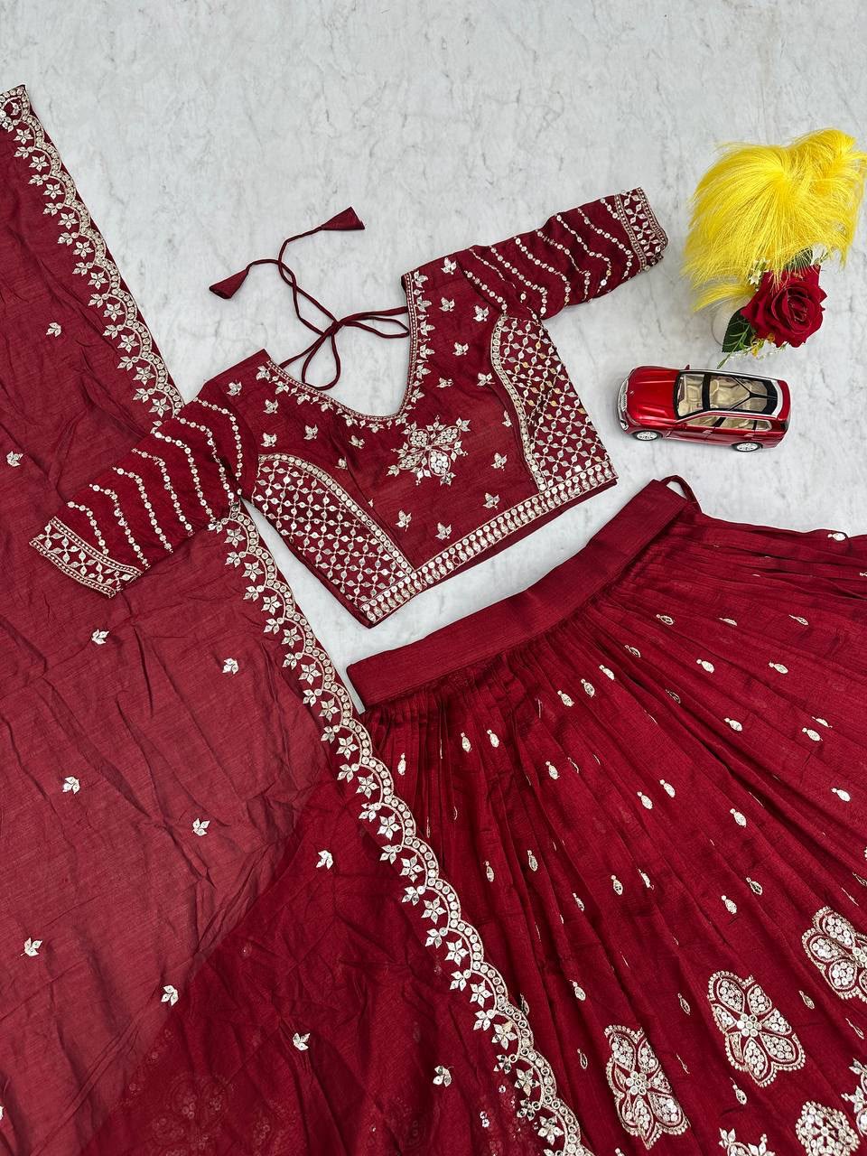 Designer Pure Vichitra Silk Lehenga Choli for Women