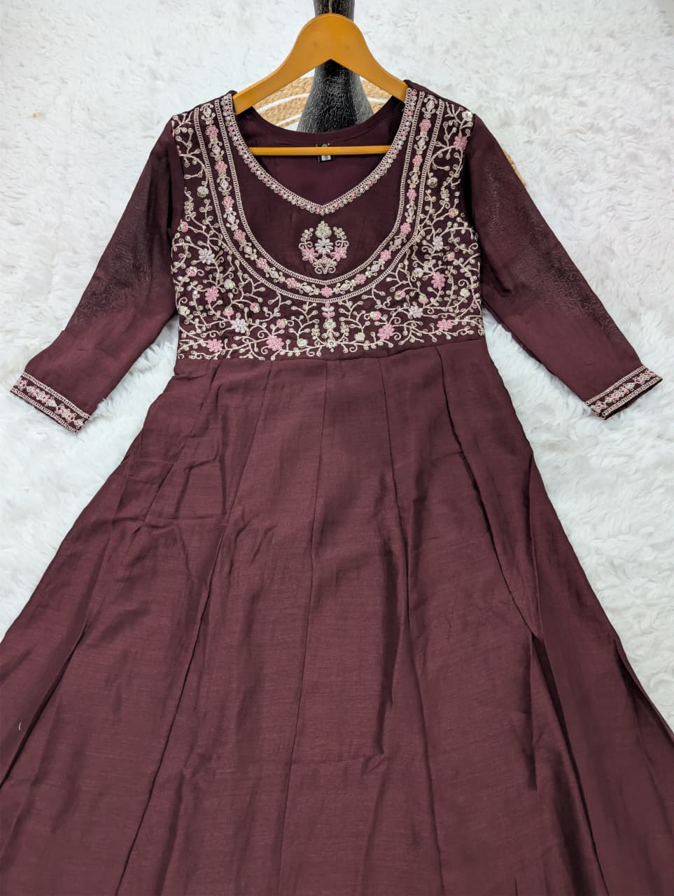 Luxury Vichitra Silk Kurti with Embroidered Dupatta