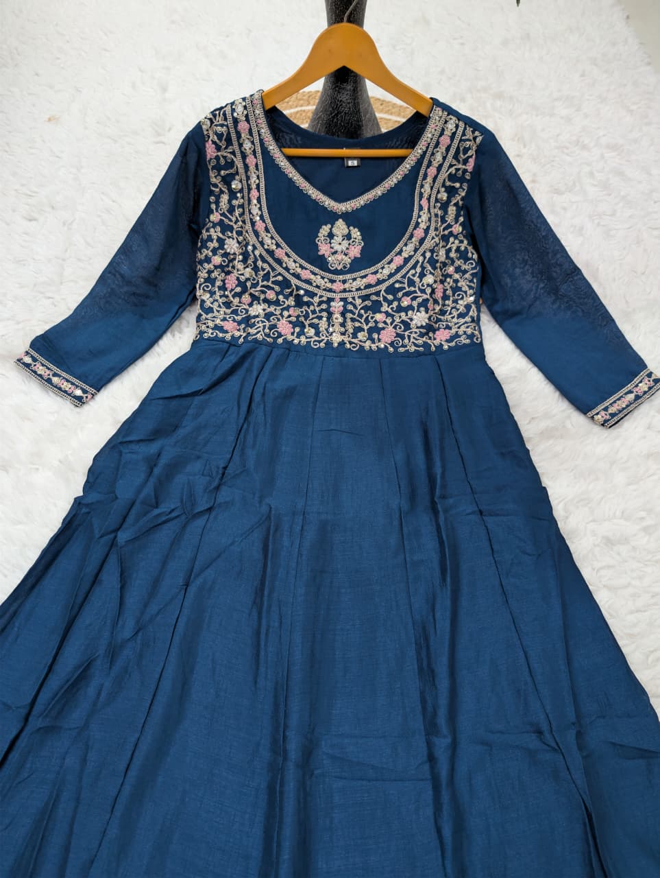Luxury Vichitra Silk Kurti with Embroidered Dupatta