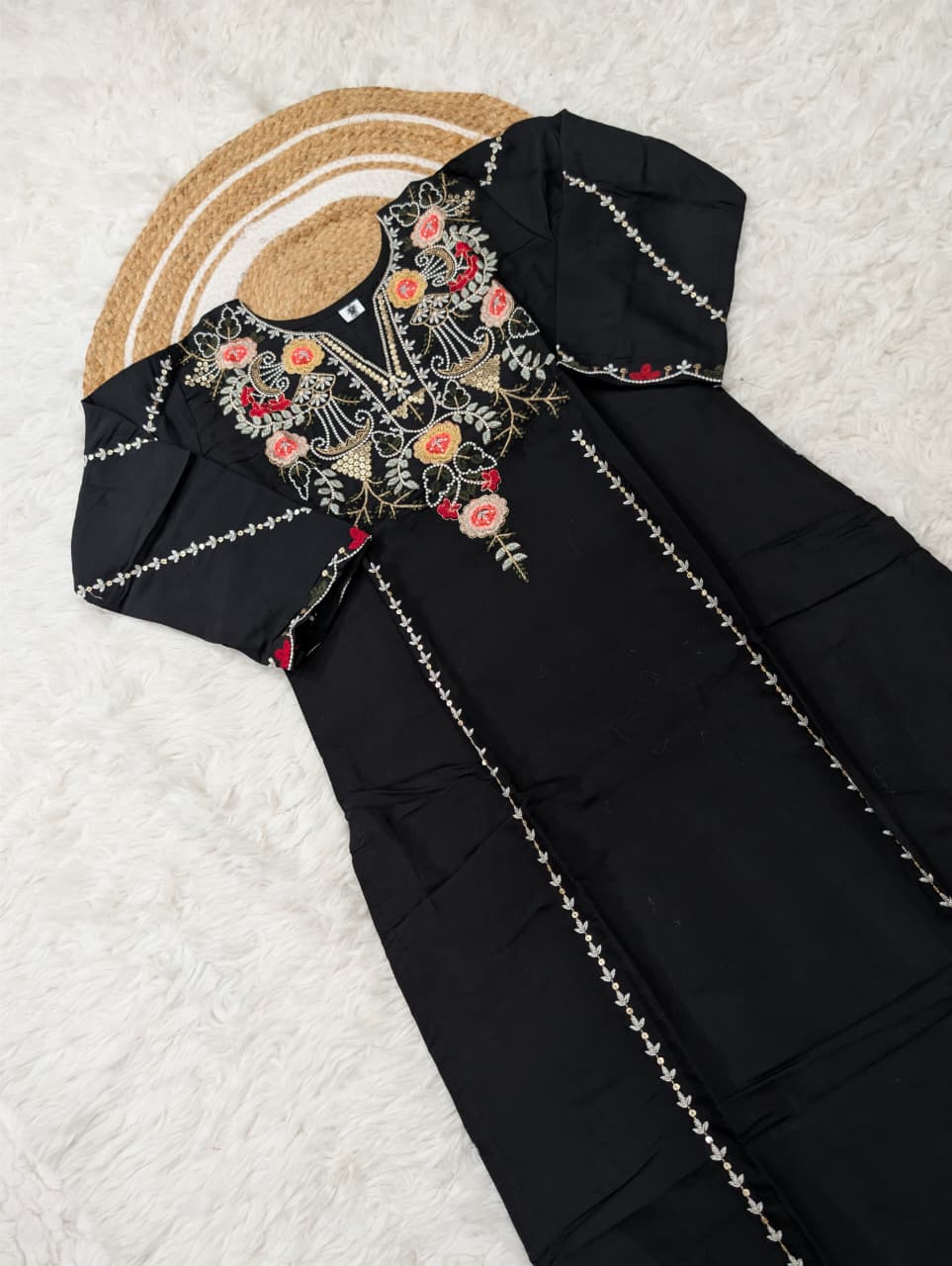 Elegant Viscose Chanderi Silk Kurti Set with Sequence Work