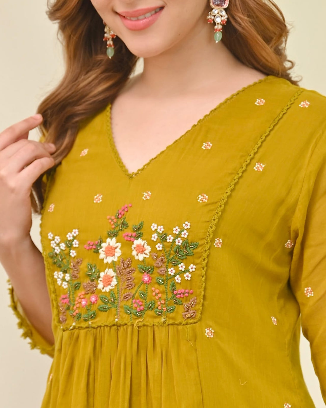 Women's Embroidered Chanderi Kurta Pant Set with Pure Chanderi Dupatta