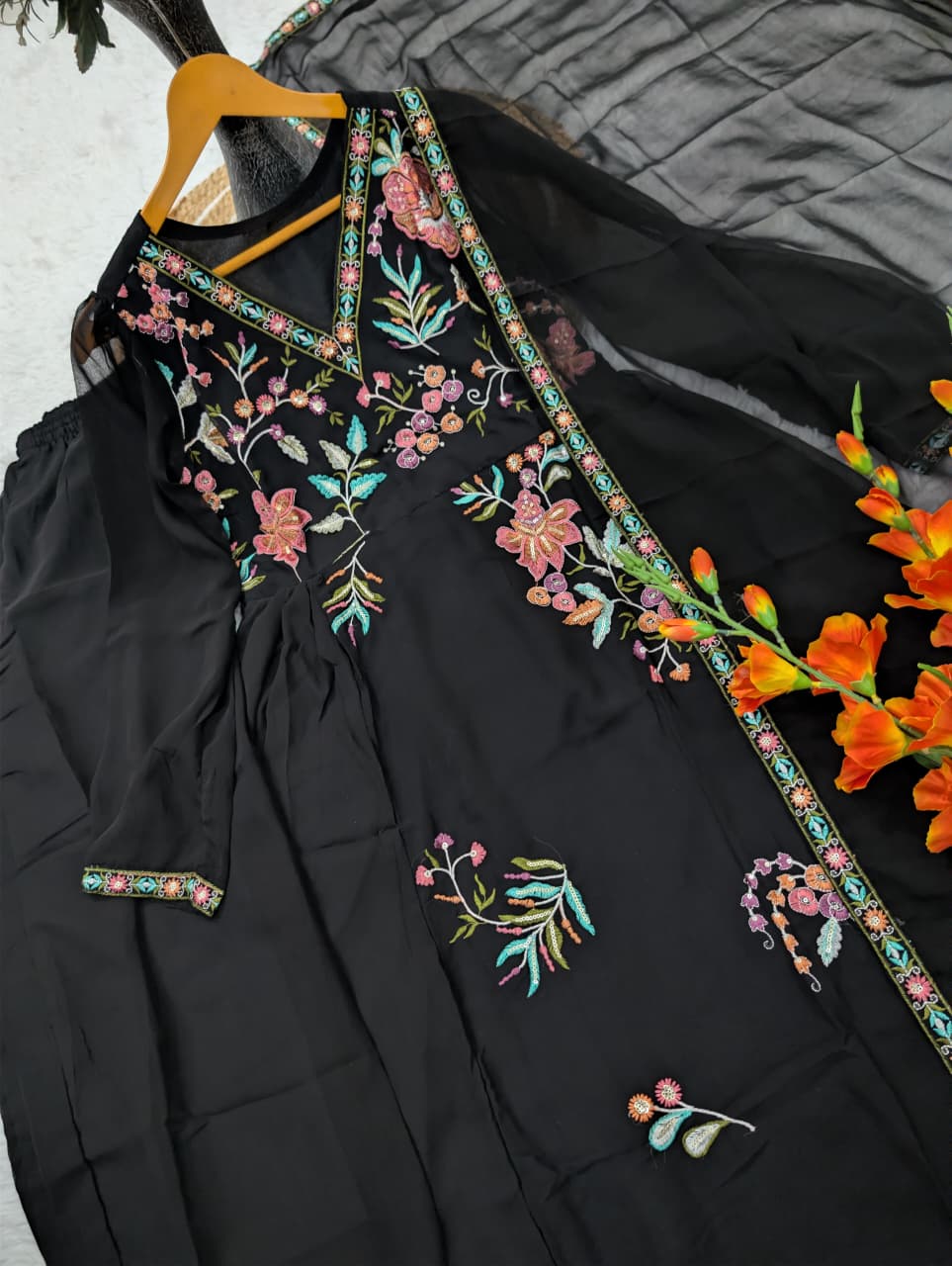Festive Wear Fox Blooming Georgette Kurti Set