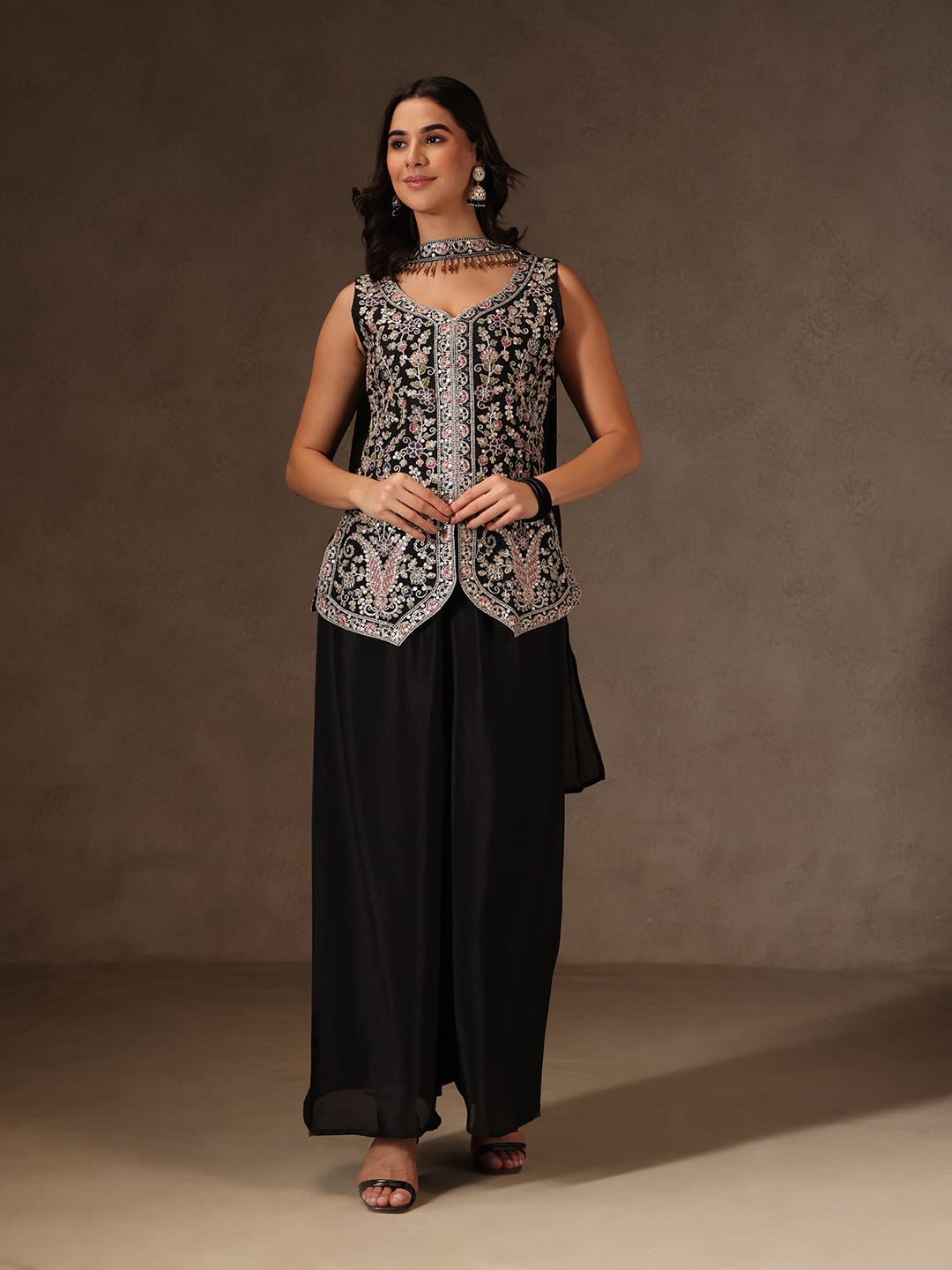 Designer Pure Viscose Chinon Silk Kurti Pant Set for Women