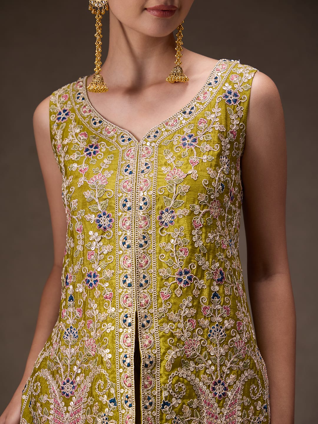 Designer Pure Viscose Chinon Silk Kurti Pant Set for Women