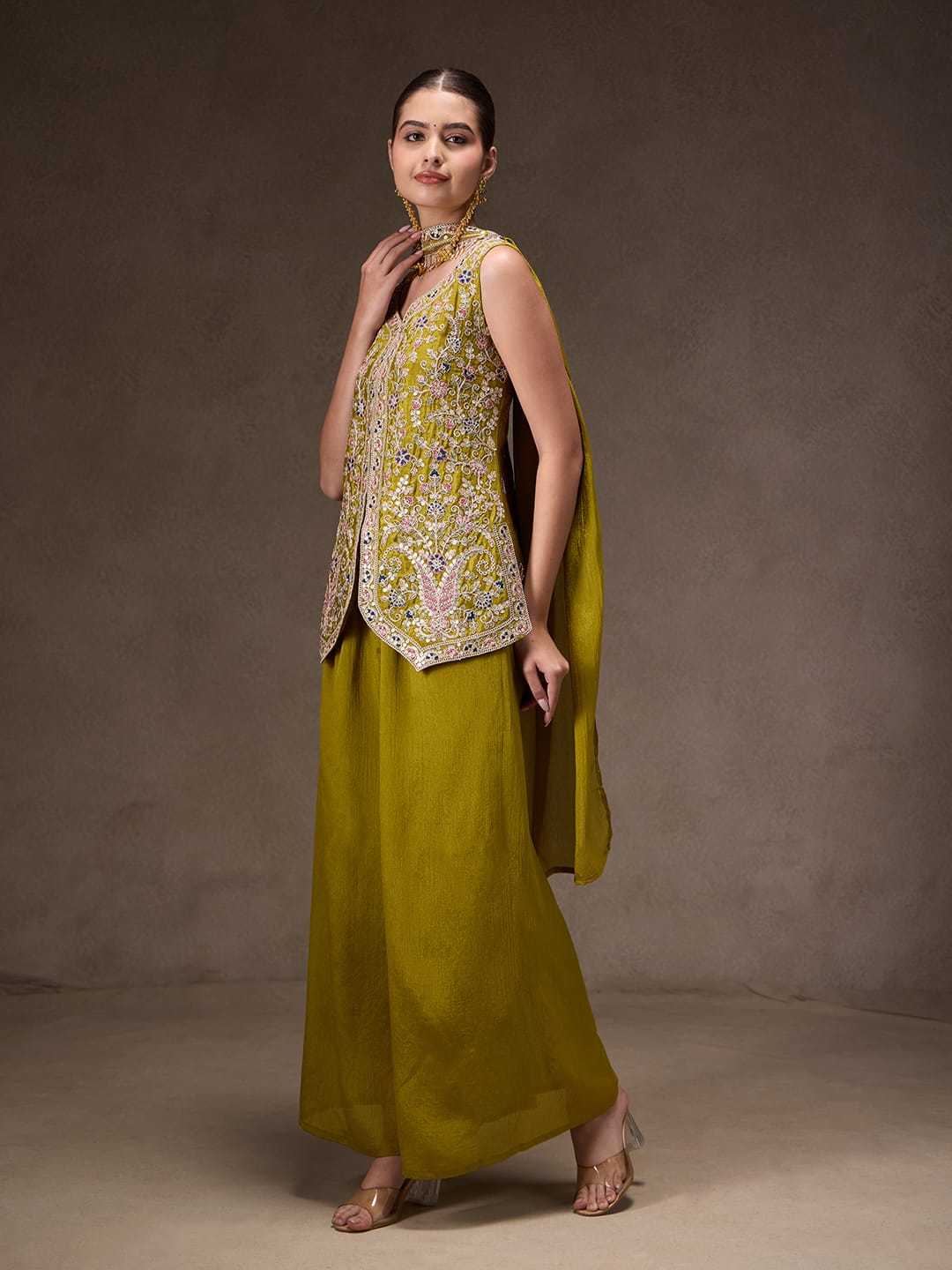 Designer Pure Viscose Chinon Silk Kurti Pant Set for Women