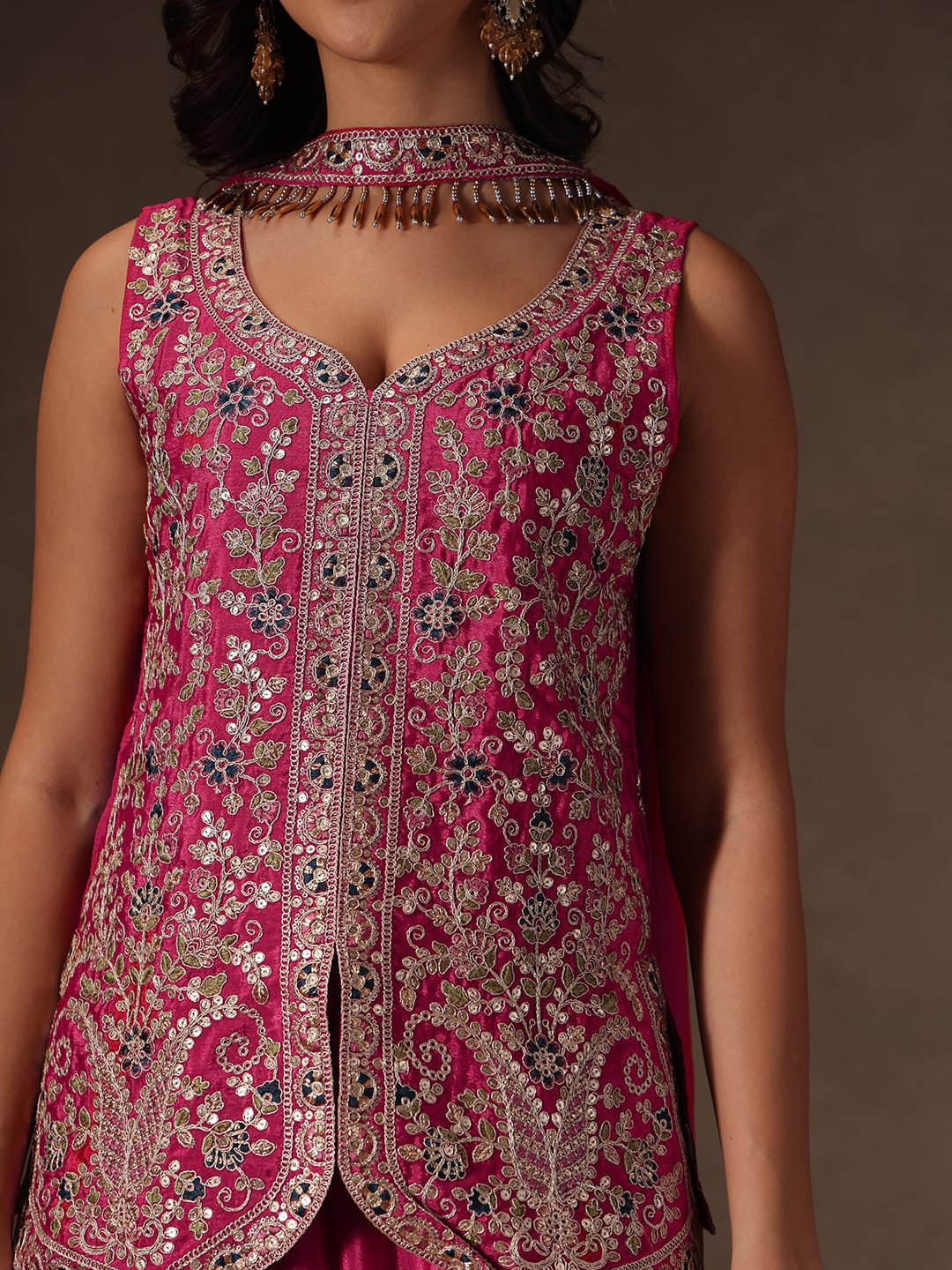 Designer Pure Viscose Chinon Silk Kurti Pant Set for Women