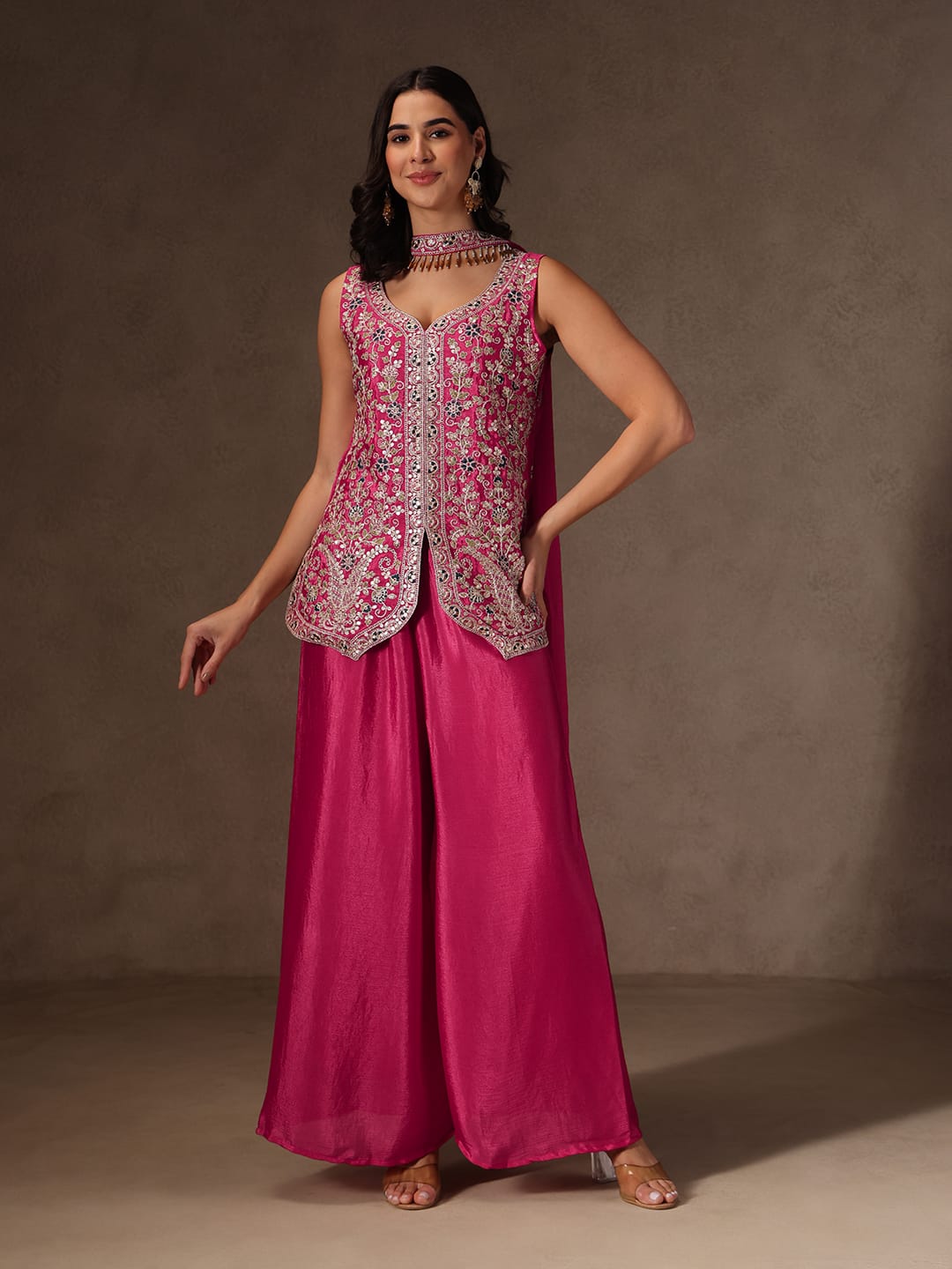 Designer Pure Viscose Chinon Silk Kurti Pant Set for Women