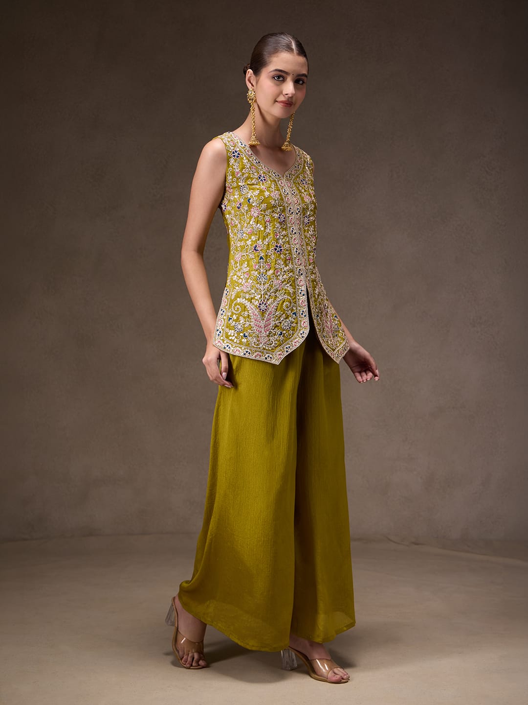 Designer Pure Viscose Chinon Silk Kurti Pant Set for Women