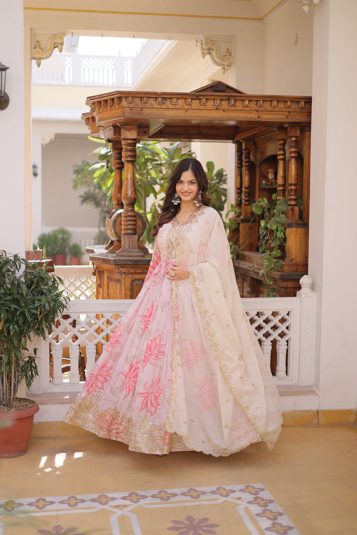 Festive Wear Russian Silk Long Gown with Dupatta SurMira Fashion