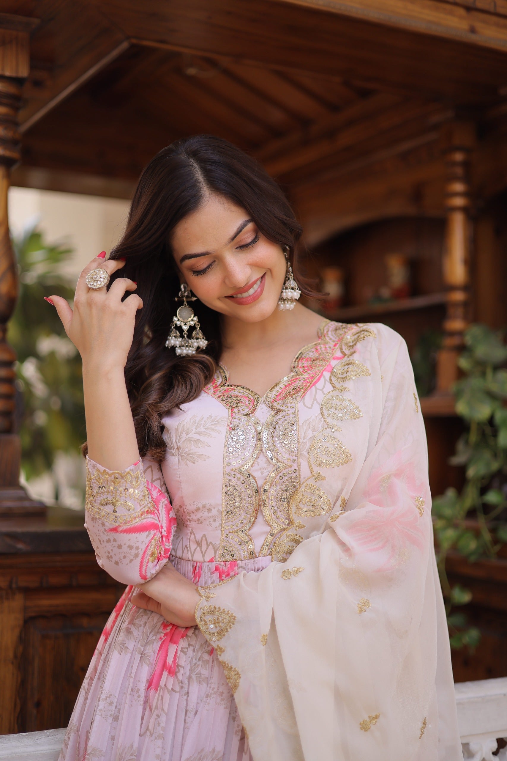 Festive Wear Russian Silk Long Gown with Dupatta