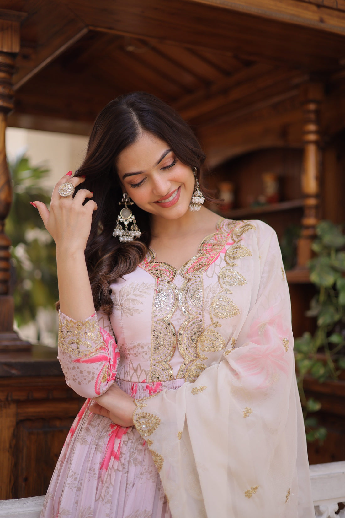 Festive Wear Russian Silk Long Gown with Dupatta