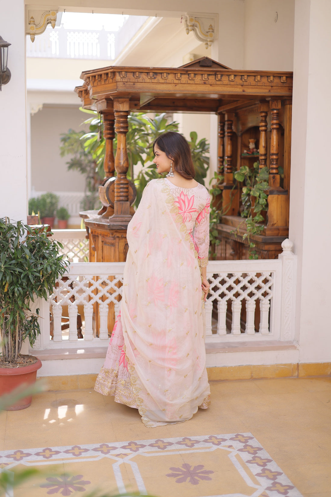 Festive Wear Russian Silk Long Gown with Dupatta