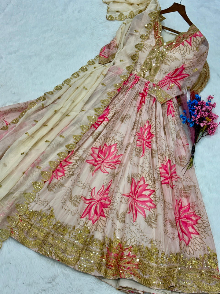Festive Wear Russian Silk Long Gown with Dupatta SurMira Fashion