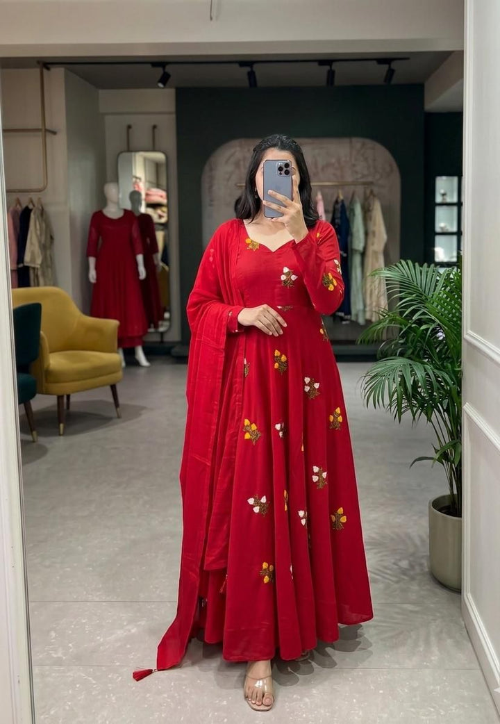 Festive Wear Vichitra Silk Anarkali Suit Set SurMira Fashion