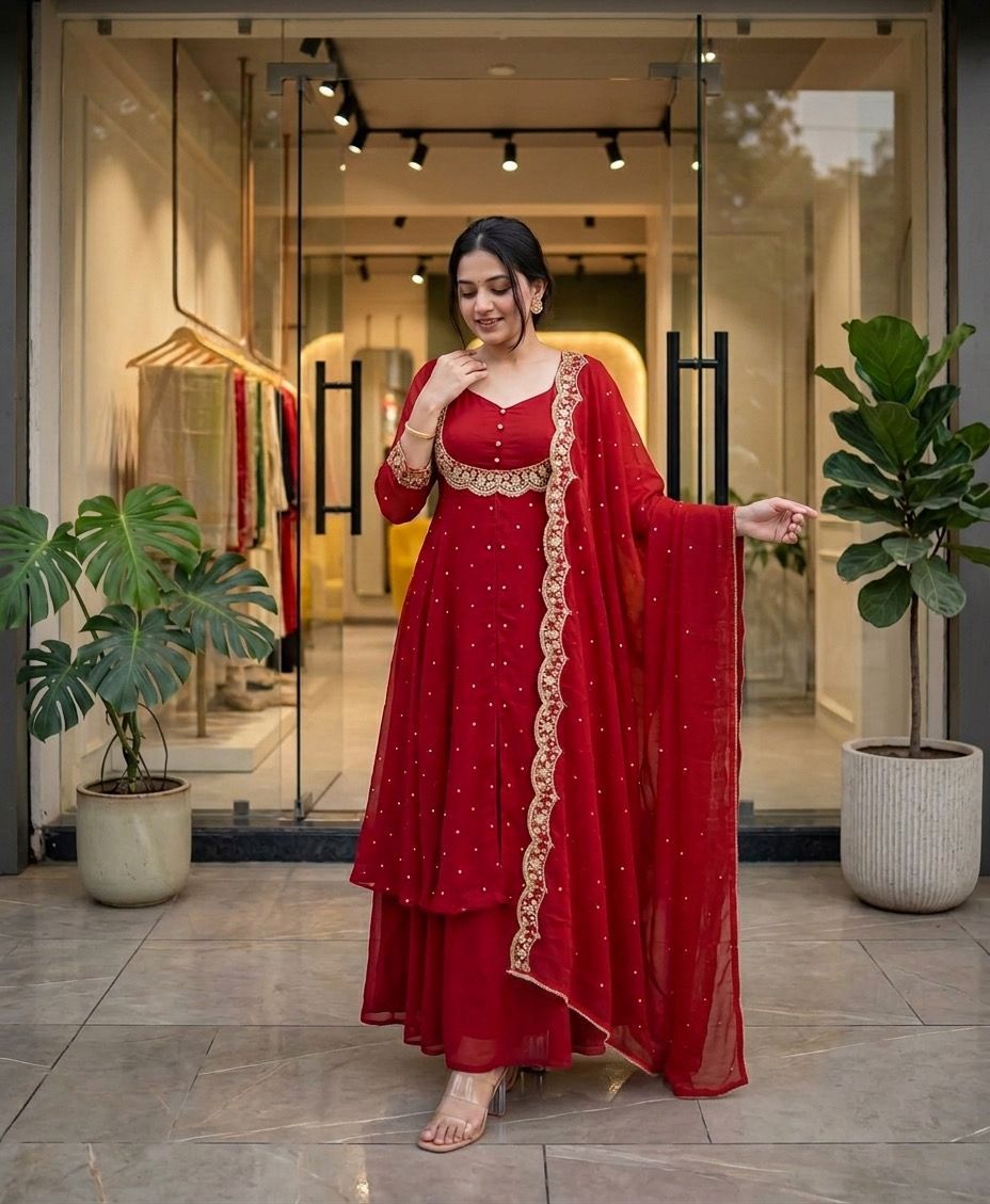 Elegant Vichitra Silk Embroidered Skirt Set for Women