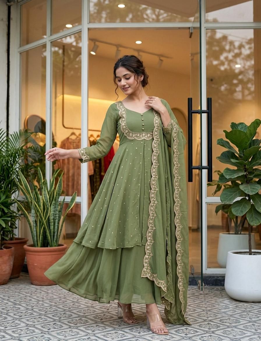 Premium Vichitra Silk Skirt Cape Set for Women with Embroidery