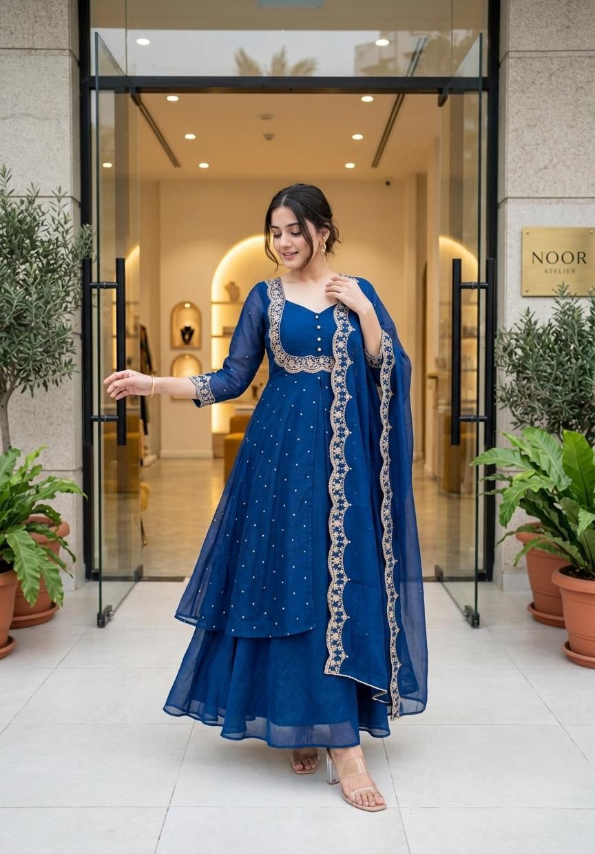 Elegant Vichitra Silk Embroidered Skirt Set for Women