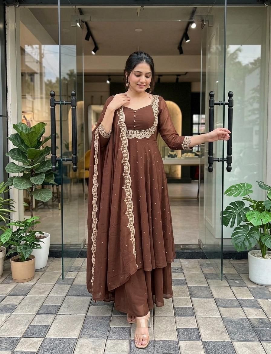 Elegant Vichitra Silk Embroidered Skirt Set for Women