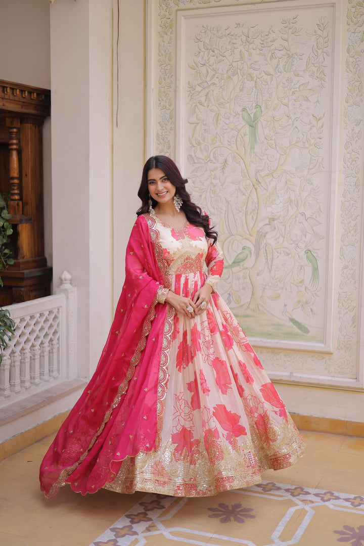 Premium Russian Silk Grown with Zari & Sequins Embroidery SurMira Fashion