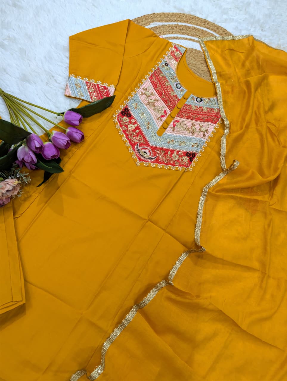 Ready to Wear Pure Viscose Chanderi Kurti Set for Women