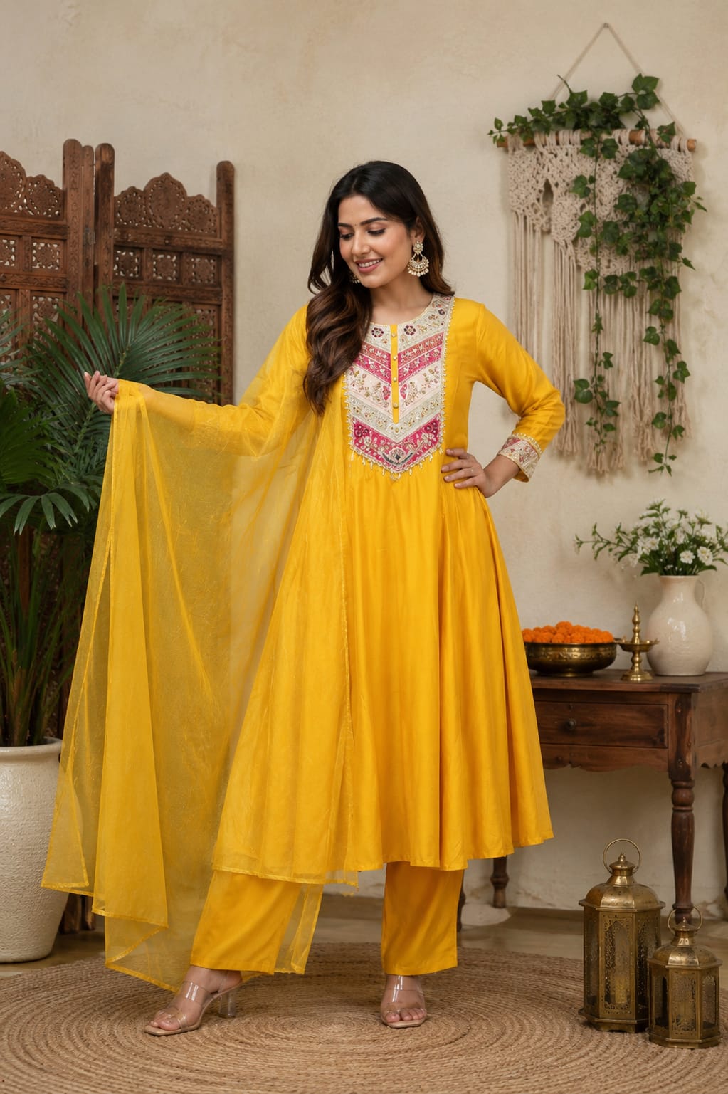 Ready to Wear Pure Viscose Chanderi Kurti Set for Women
