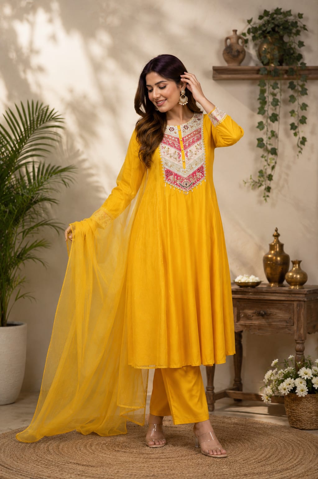 Ready to Wear Pure Viscose Chanderi Kurti Set for Women