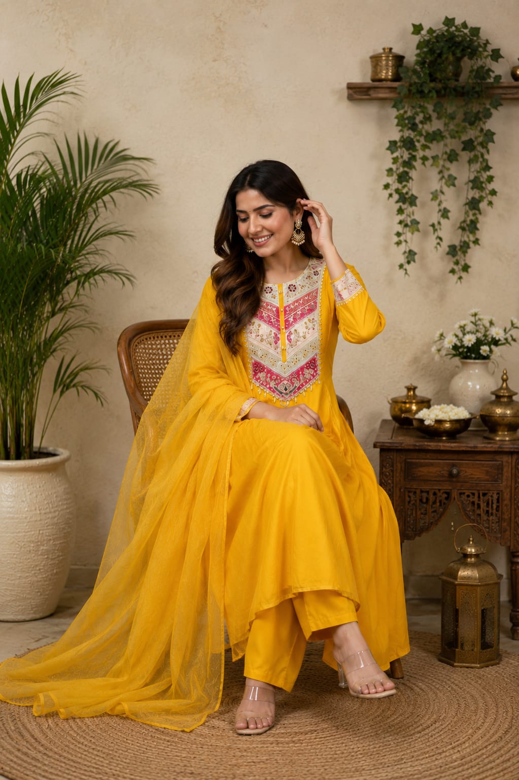 Ready to Wear Pure Viscose Chanderi Kurti Set for Women
