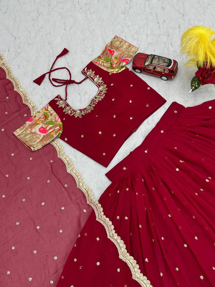 Women’s Georgette Lehenga Choli Set with Embroidery Sequence Work SurMira Fashion