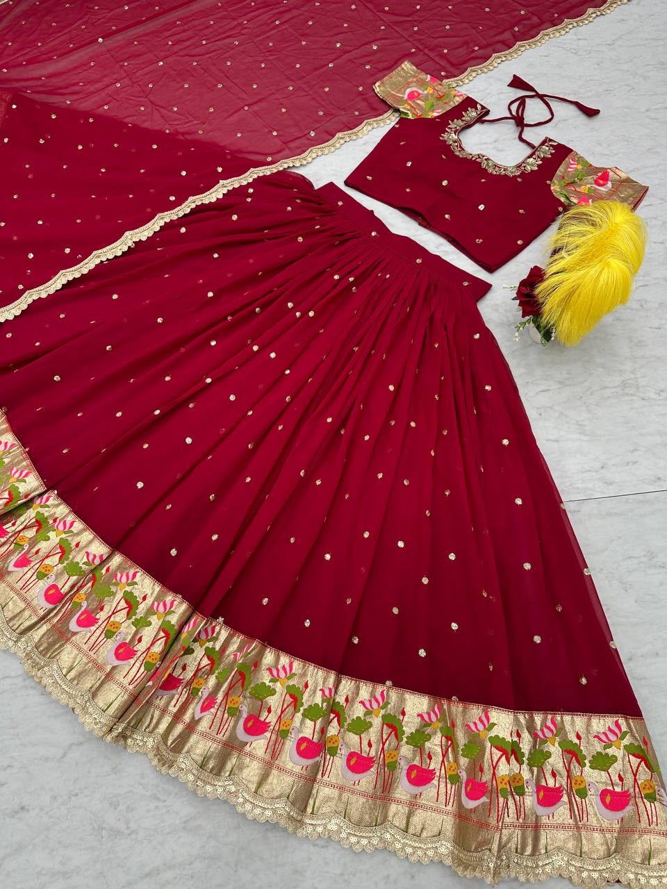 Women’s Georgette Lehenga Choli Set with Embroidery Sequence Work SurMira Fashion
