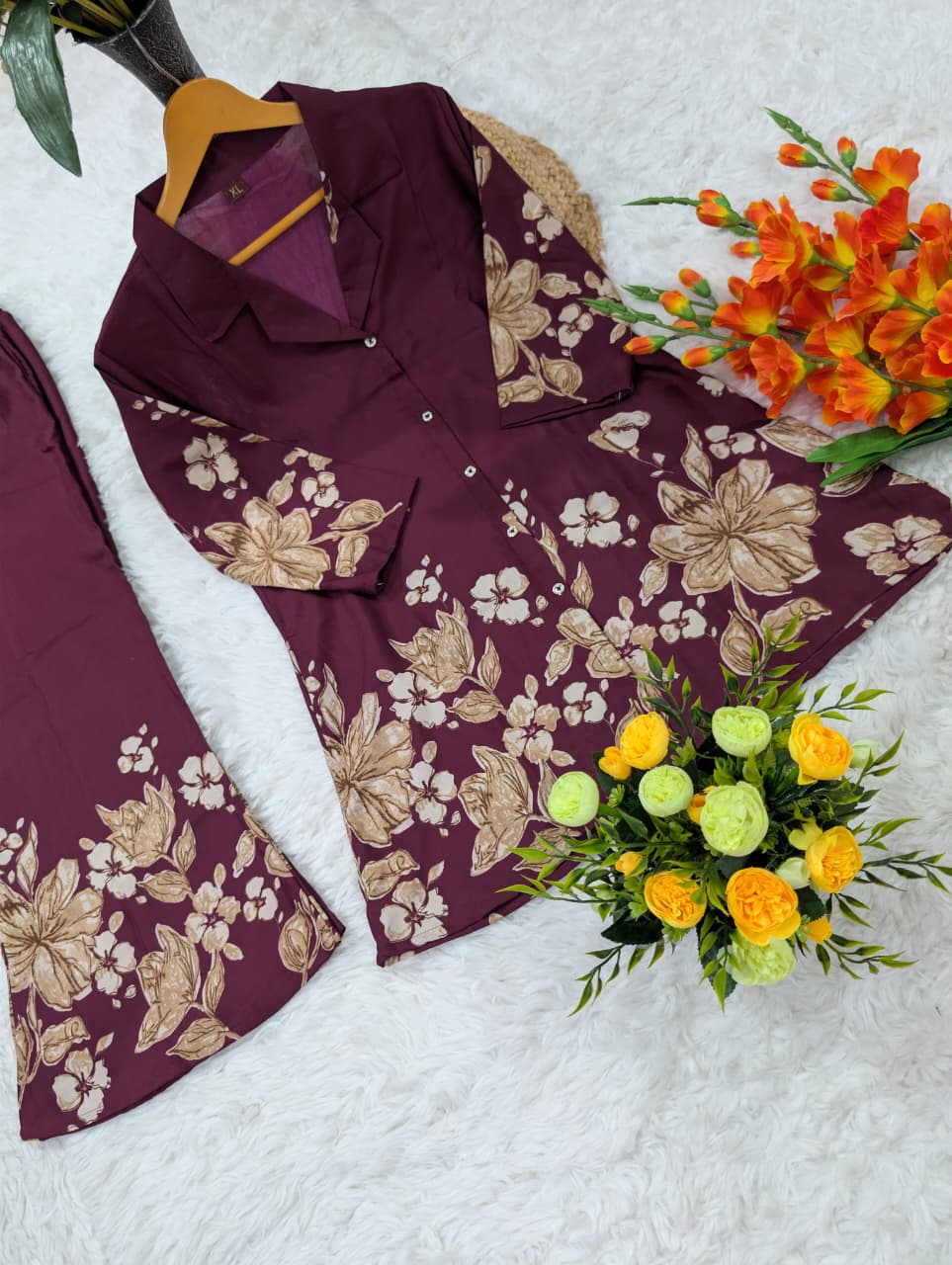 Casual & Office Wear Pure Rayon Co-Ord Set