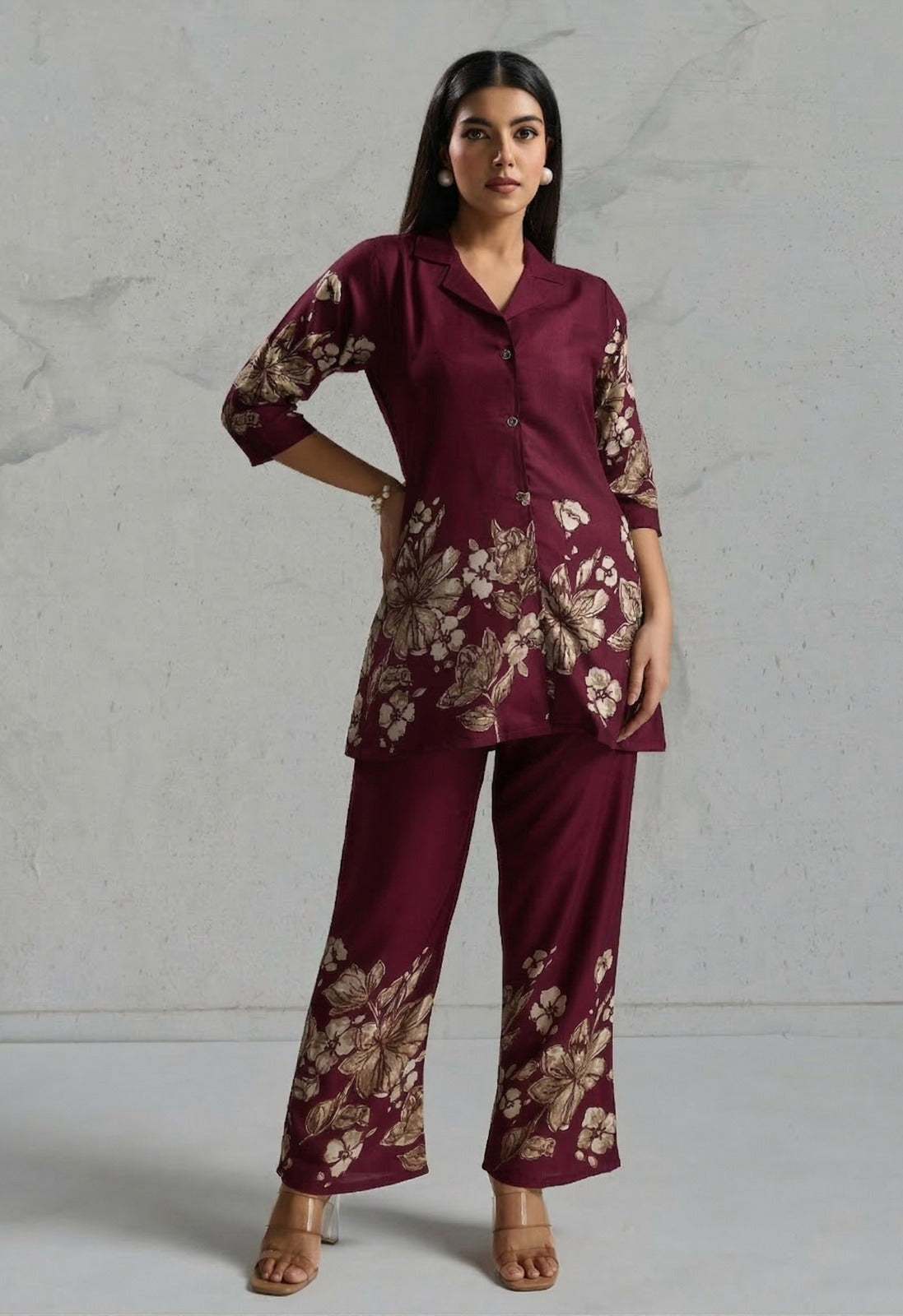 Casual & Office Wear Pure Rayon Co-Ord Set