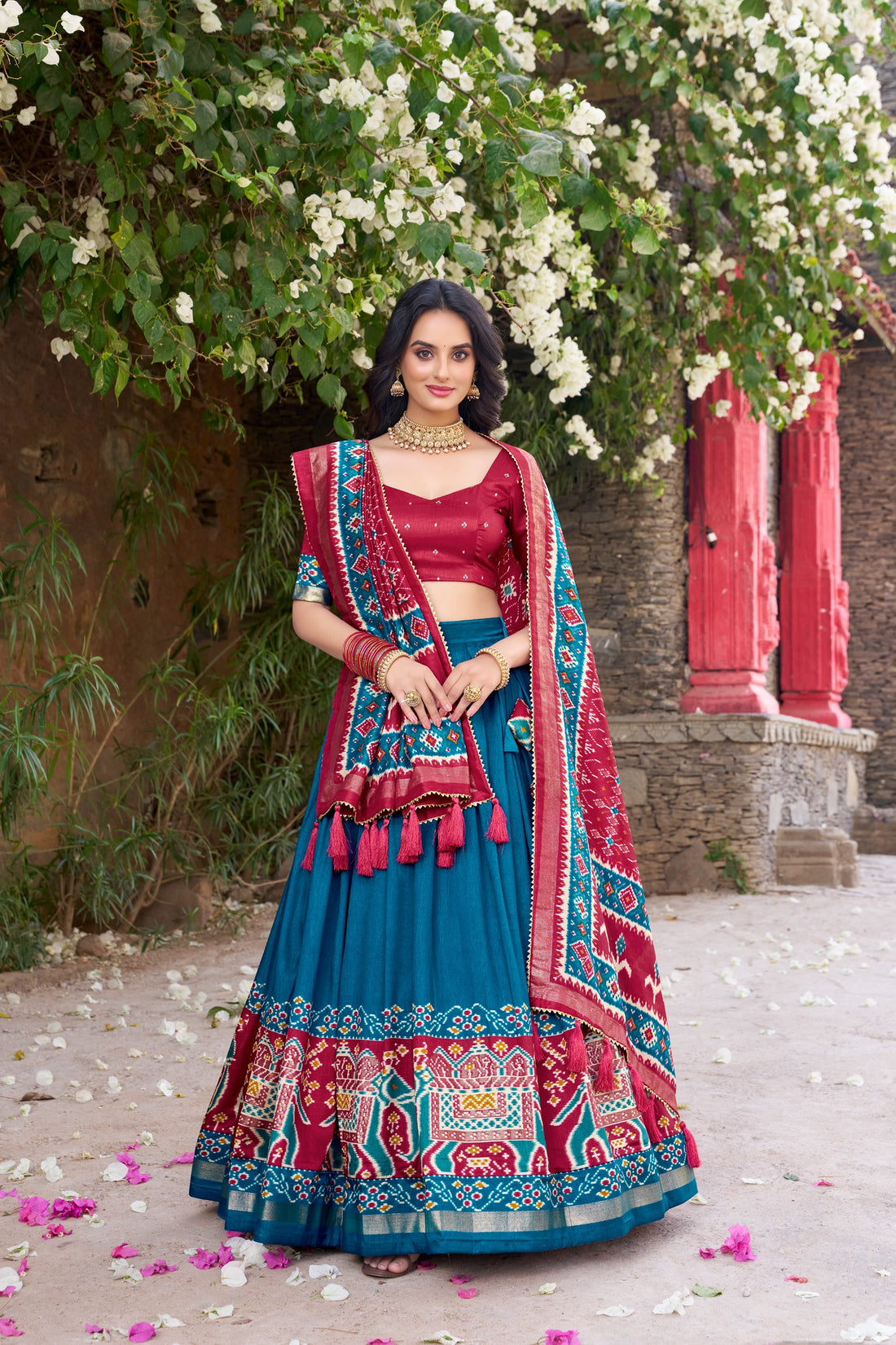 Fstive Wear Patola Print Lehenga with Gotta Patti Dupatta