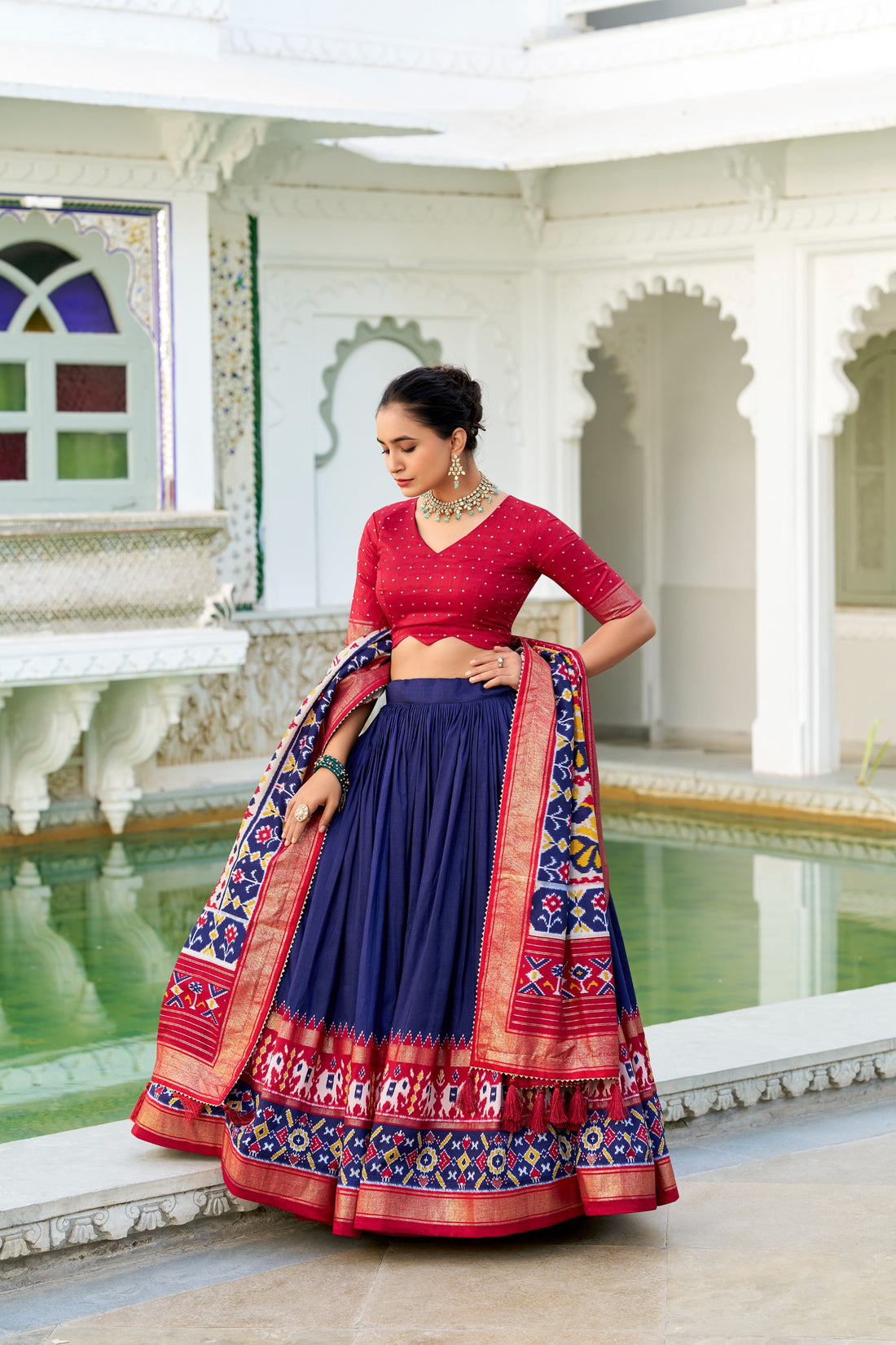 Traditional Patola Print Lehenga with Heavy Tassels