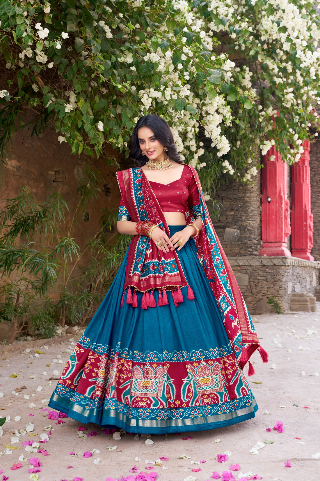 Fstive Wear Patola Print Lehenga with Gotta Patti Dupatta
