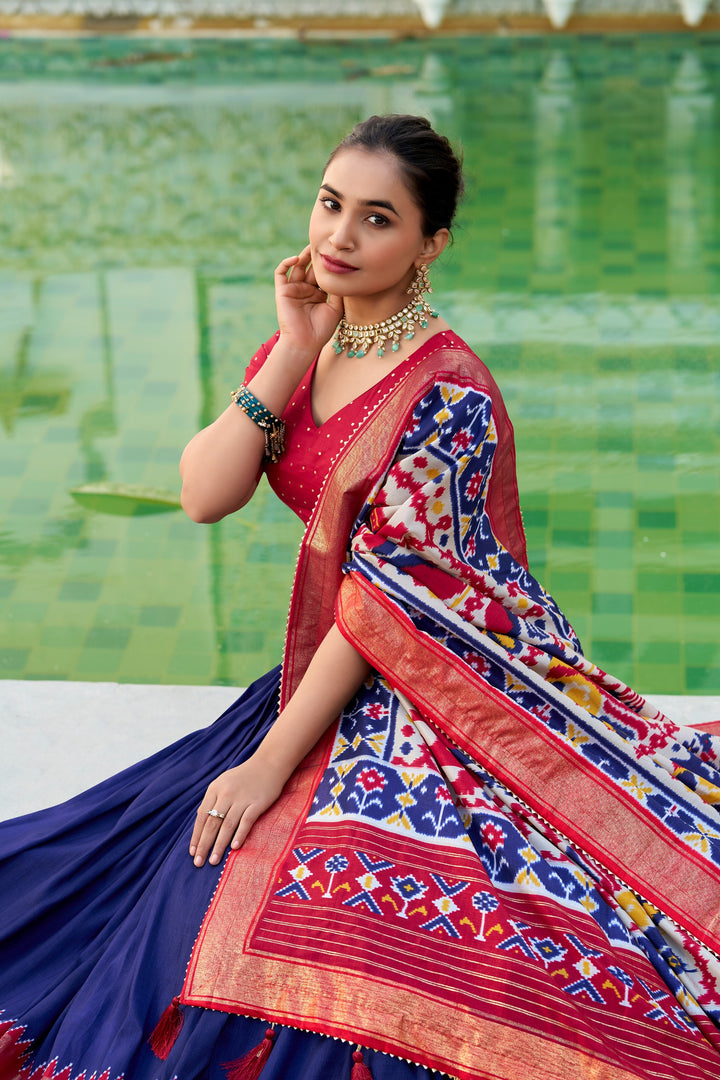 Traditional Patola Print Lehenga with Heavy Tassels SurMira Fashion