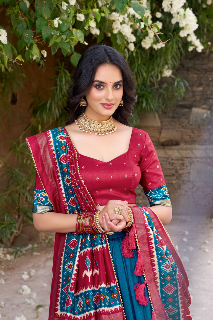 Fstive Wear Patola Print Lehenga with Gotta Patti Dupatta SurMira Fashion