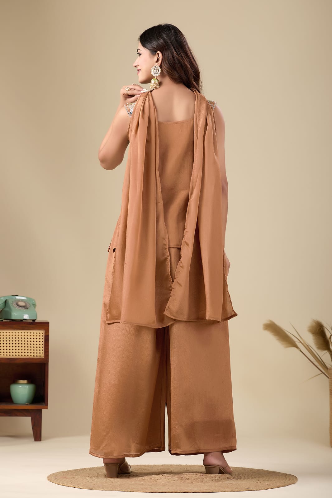 Women’s Pure Viscose Chinon Kurti Pant Set with Full Sequence Cording Embroidery SurMira Fashion