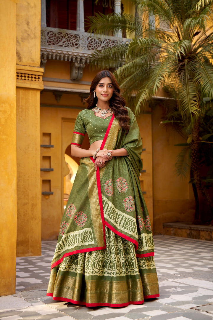 Designer Dola Silk Batik Print Lehenga Choli for Women SurMira Fashion