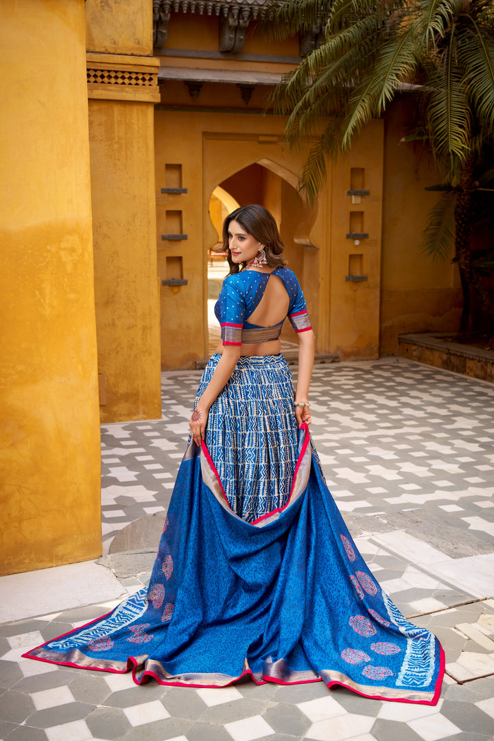 Traditional Dola Silk Lehenga with Batik Print SurMira Fashion