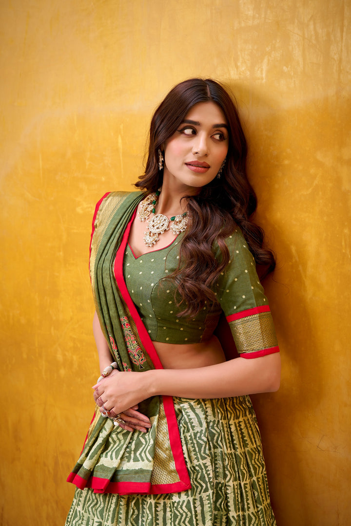 Designer Dola Silk Batik Print Lehenga Choli for Women SurMira Fashion