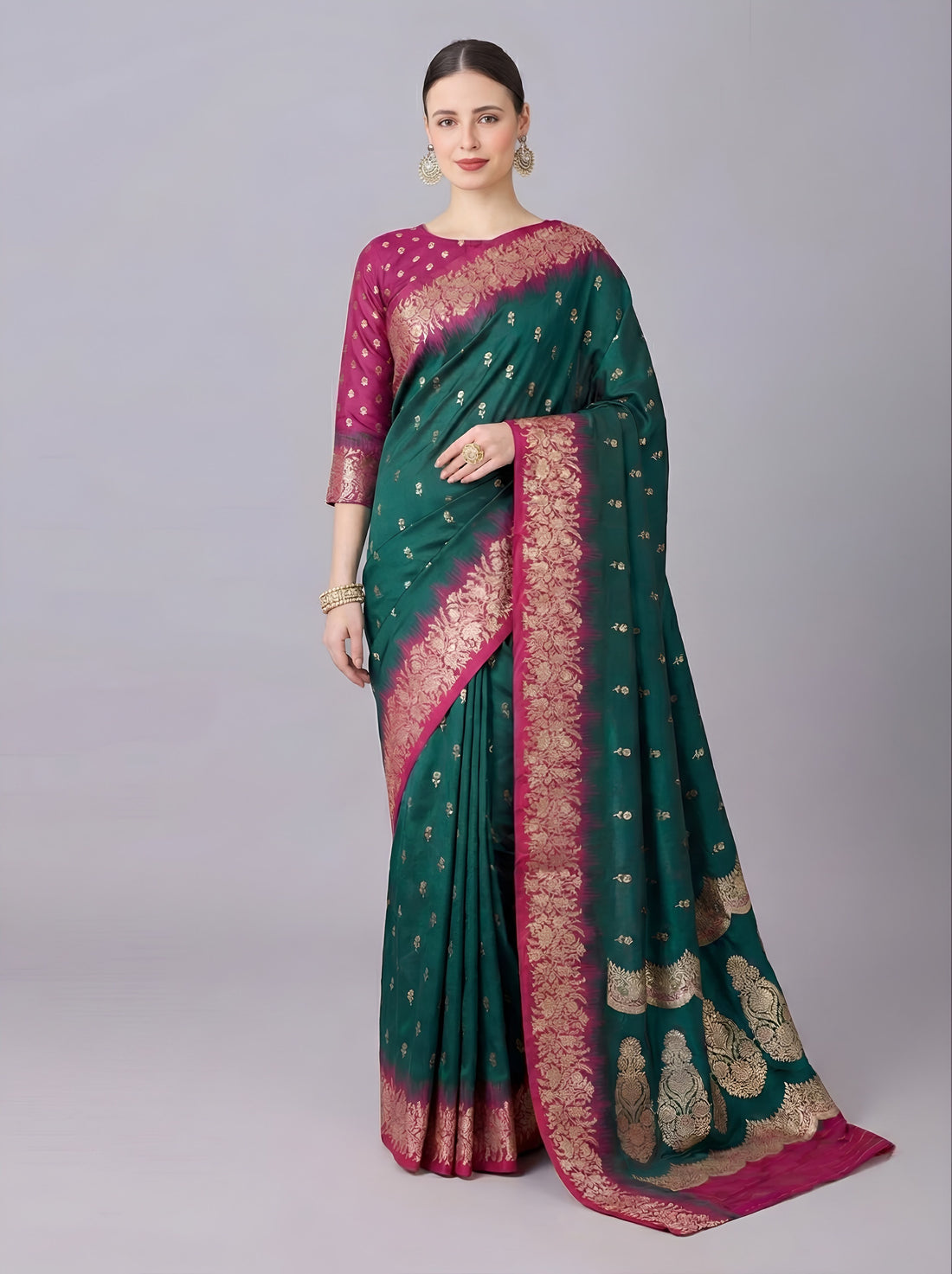 Women’s Premium Soft Banarasi Silk Saree with Zari Weaving & Meenakari Pallu SurMira Fashion